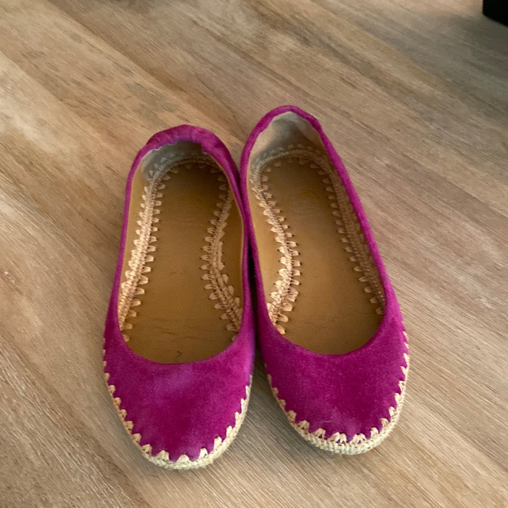 Tory Burch fuchsia suede ballet flats